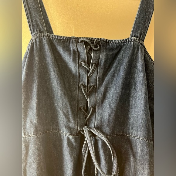 Blue Denim Jean Corset Tie Zip GAP Dress Size 18 NWT - Picture 4 of 5